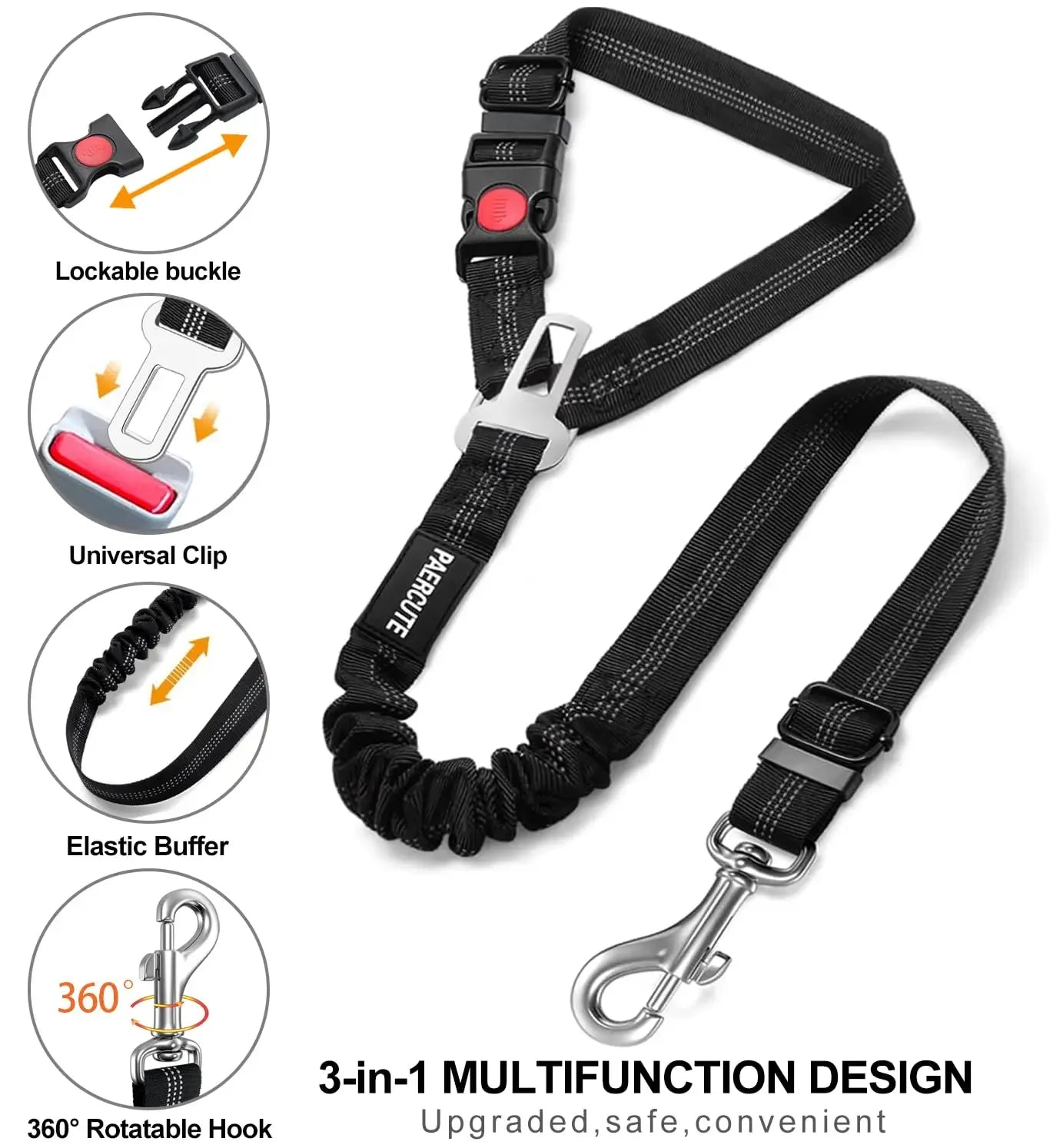 2 in 1 Adjustable Dog Car Seat Belt Pet Harness Clip Buckle Tether Car Travel Dog Safety Belt for Dogs Pet Accessories