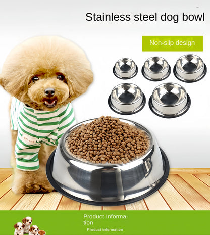 Pet Dog Cat Stainless Steel Bowl Pet Feeding Bowl Cat and Dog Drinking Bowl Metal Feeder Bowl Durable Easy to Clean 6 Sizes