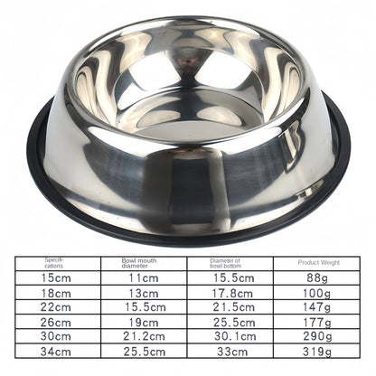 Pet Dog Cat Stainless Steel Bowl Pet Feeding Bowl Cat and Dog Drinking Bowl Metal Feeder Bowl Durable Easy to Clean 6 Sizes