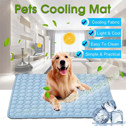 Pet Cooling Mat Dog Cat Sleeping Pad Cool Ice Silk Moisture-Proof Mattress Cushion Summer Small Animal Cold Bed 5 Sizes